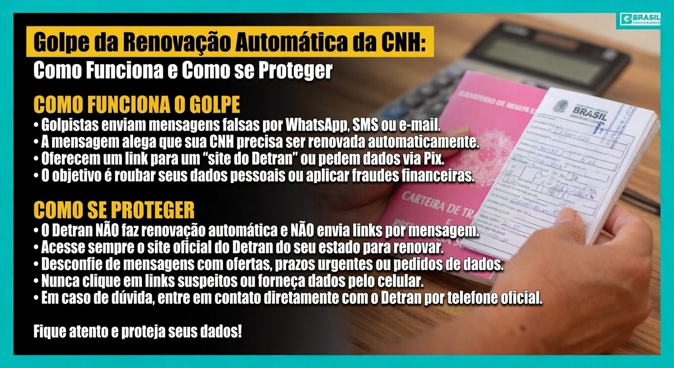 Golpe da Renovação Automática da CNH: Como Funciona e Como se Proteger